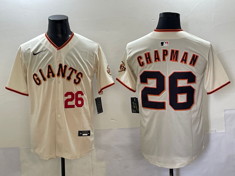 Men 2025 San Francisco Giants #26 Chapman cream Nike MLB Jersey style 5